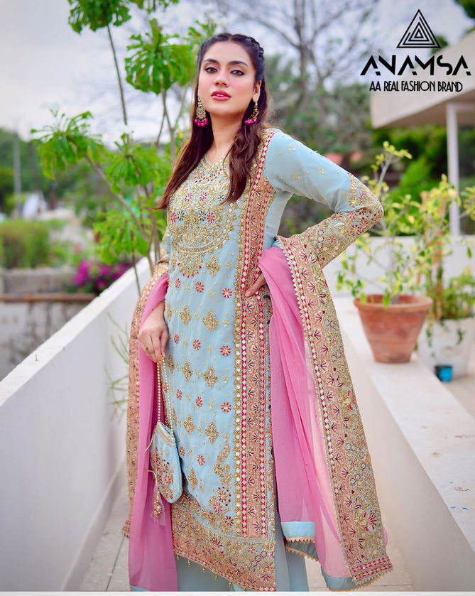 Anamsa 516 Faux Georgette Pakistani Suit Wholesale Price In Surat